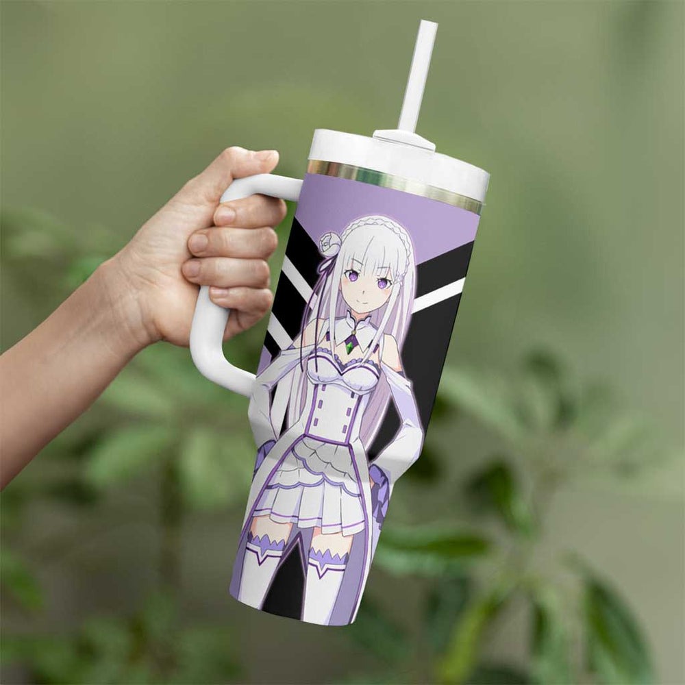 Emilia Re Zero Tumbler With Handle Anime Style TS04 Emilia Re Zero Tumbler With Handle Anime Style TS04