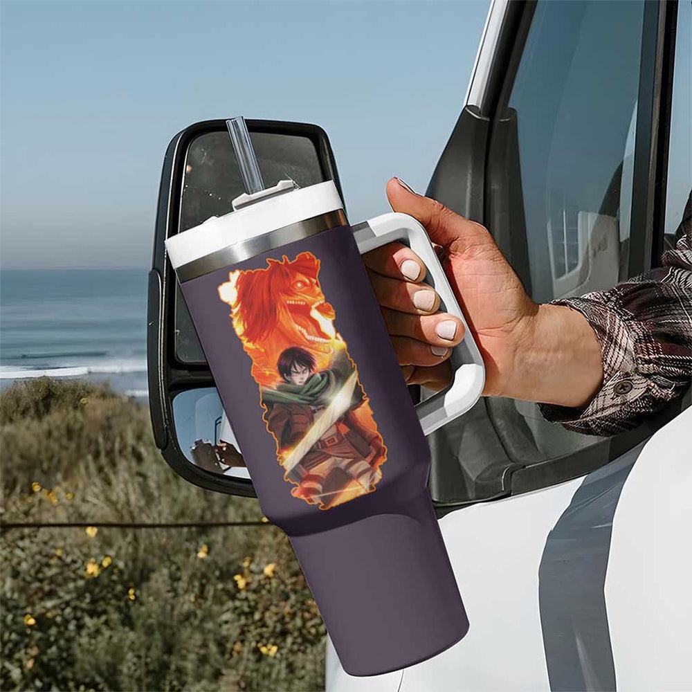 Eren Yeager Story Attack on Titan Tumbler With Handle Japan Anime Style TS04