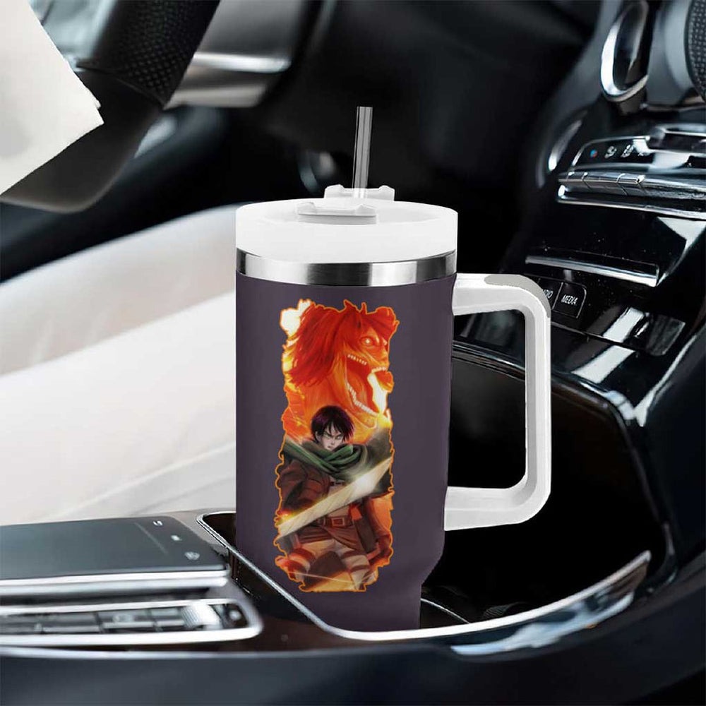 Eren Yeager Story Attack on Titan Tumbler With Handle Japan Anime Style TS04