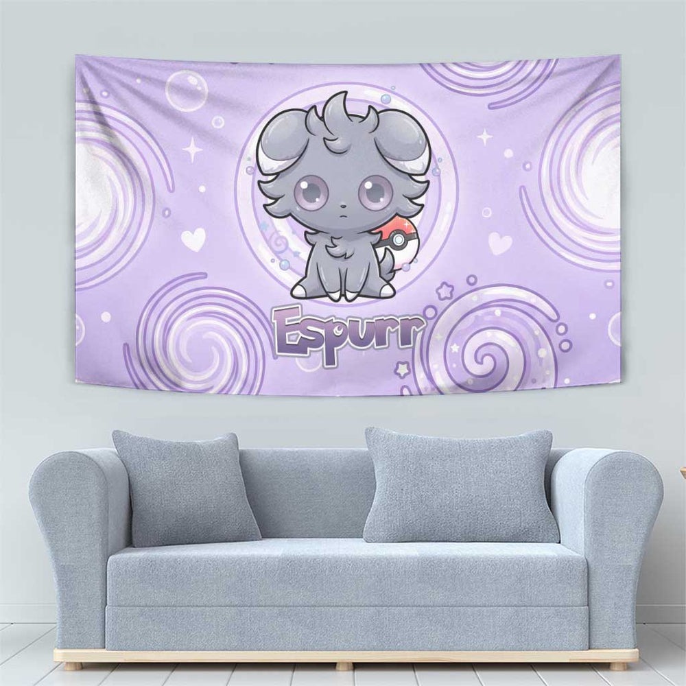 Espurr Tapestry Hypnotic Pastel Psychic Swirl Art TS04 Espurr Tapestry Hypnotic Pastel Psychic Swirl Art TS04