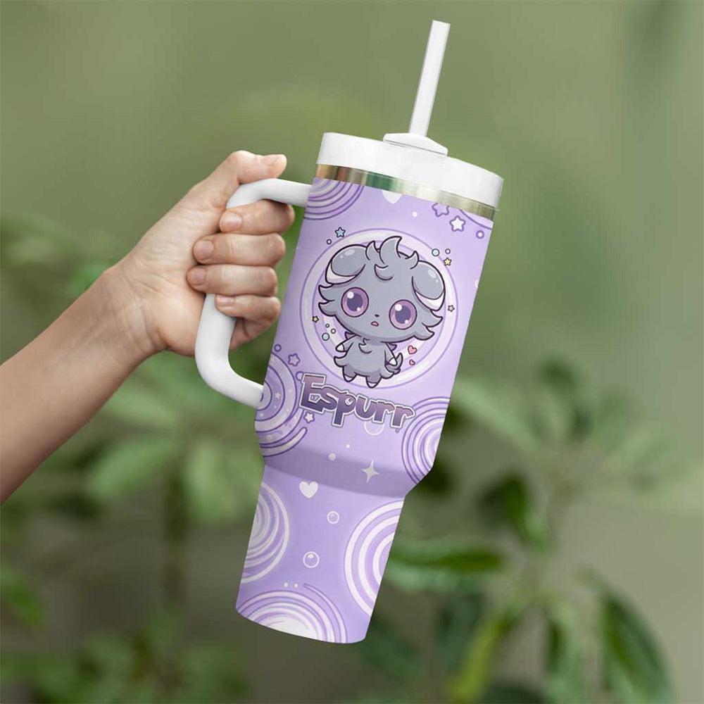 Espurr Tumbler With Handle Hypnotic Pastel Psychic Swirl Art TS04 Espurr Tumbler With Handle Hypnotic Pastel Psychic Swirl Art TS04