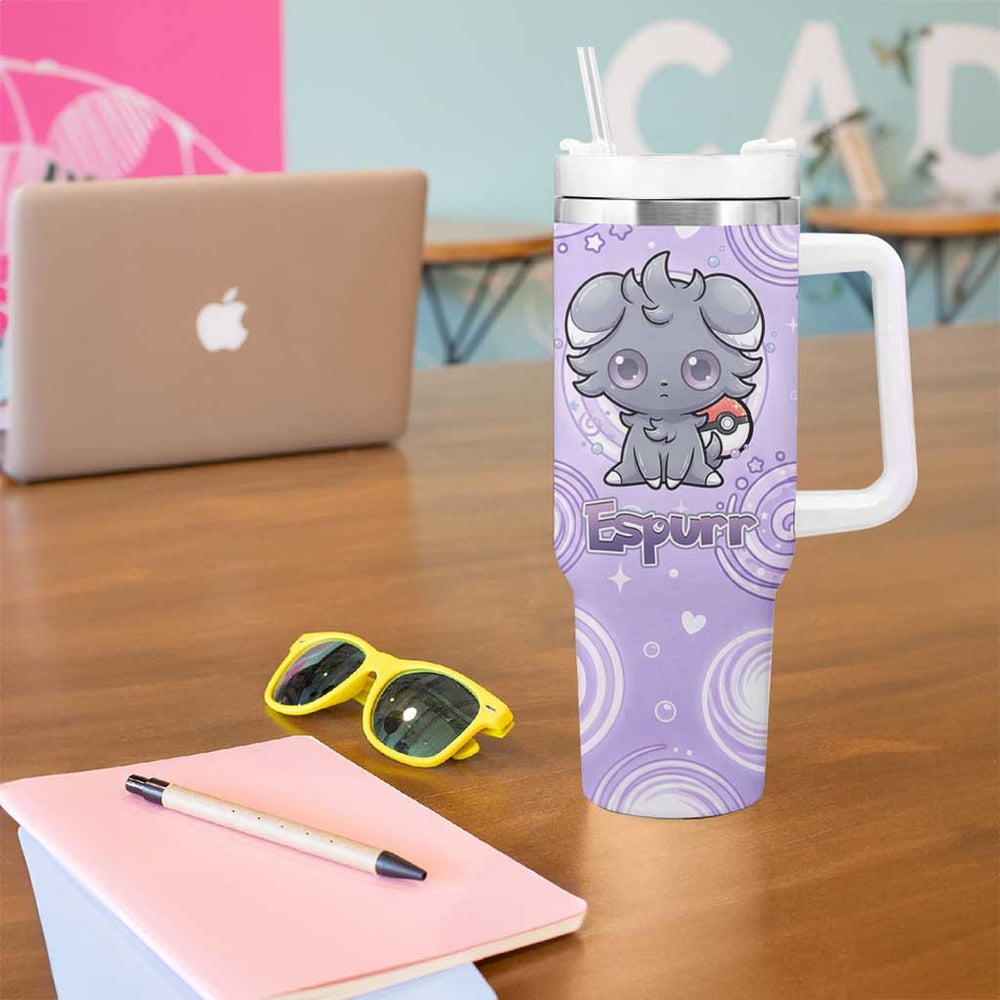Espurr Tumbler With Handle Hypnotic Pastel Psychic Swirl Art TS04 Espurr Tumbler With Handle Hypnotic Pastel Psychic Swirl Art TS04