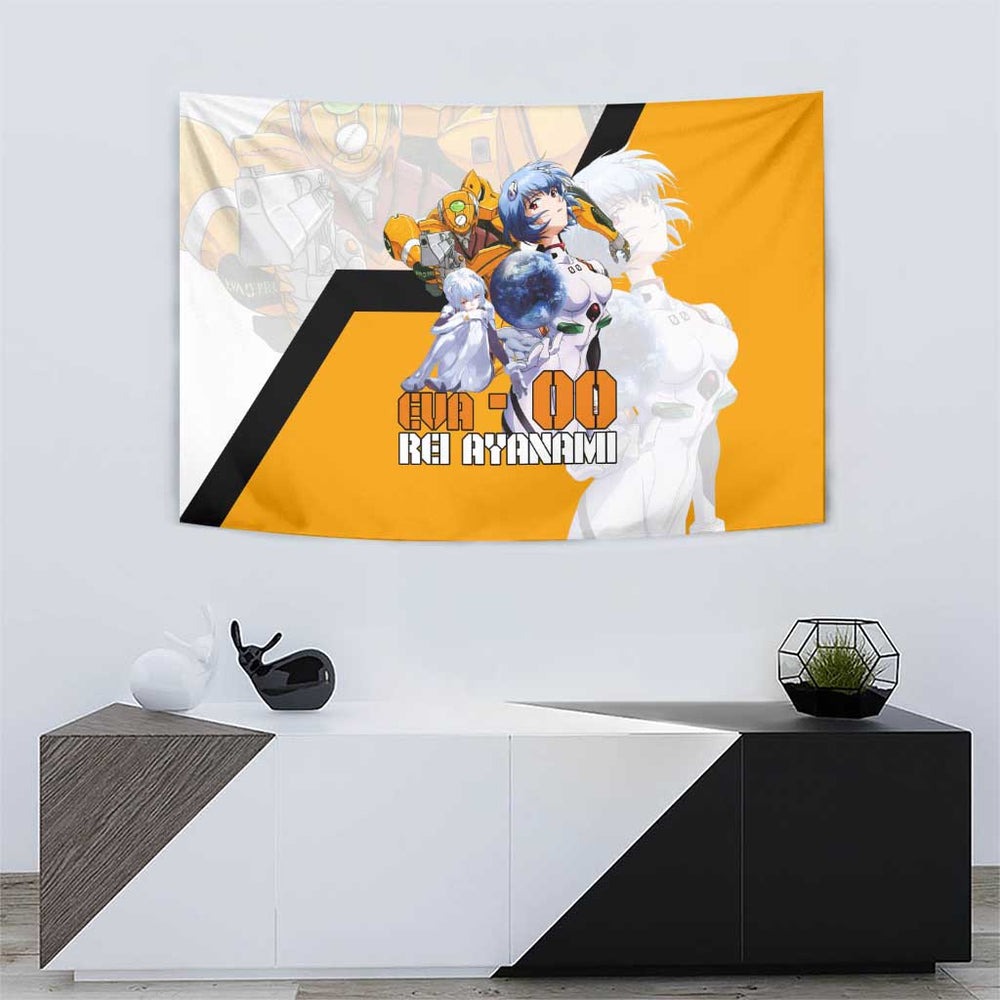 Evangelion EVA-00 and Rei Ayanami Yellow and White Tumbler With Handle Design with Mecha and Character Artwork TS04