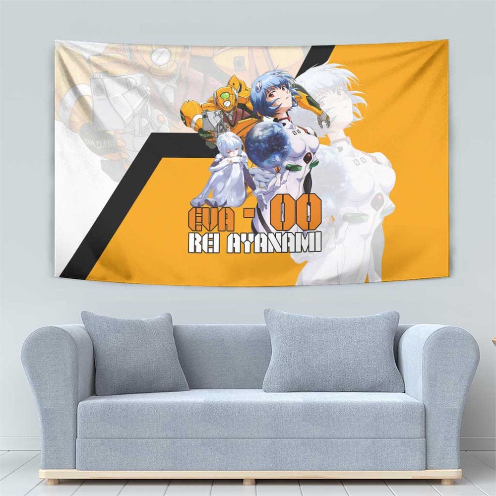 Evangelion EVA-00 and Rei Ayanami Yellow and White Tumbler With Handle Design with Mecha and Character Artwork TS04 Evangelion EVA-00 and Rei Ayanami Yellow and White Tumbler With Handle Design with Mecha and Character Artwork TS04