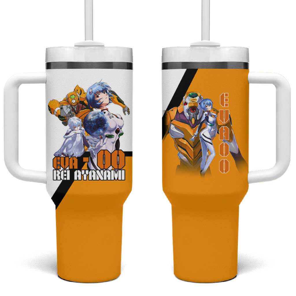 Evangelion EVA-00 and Rei Ayanami Yellow and White Tumbler With Handle Design with Mecha and Character Artwork TS04