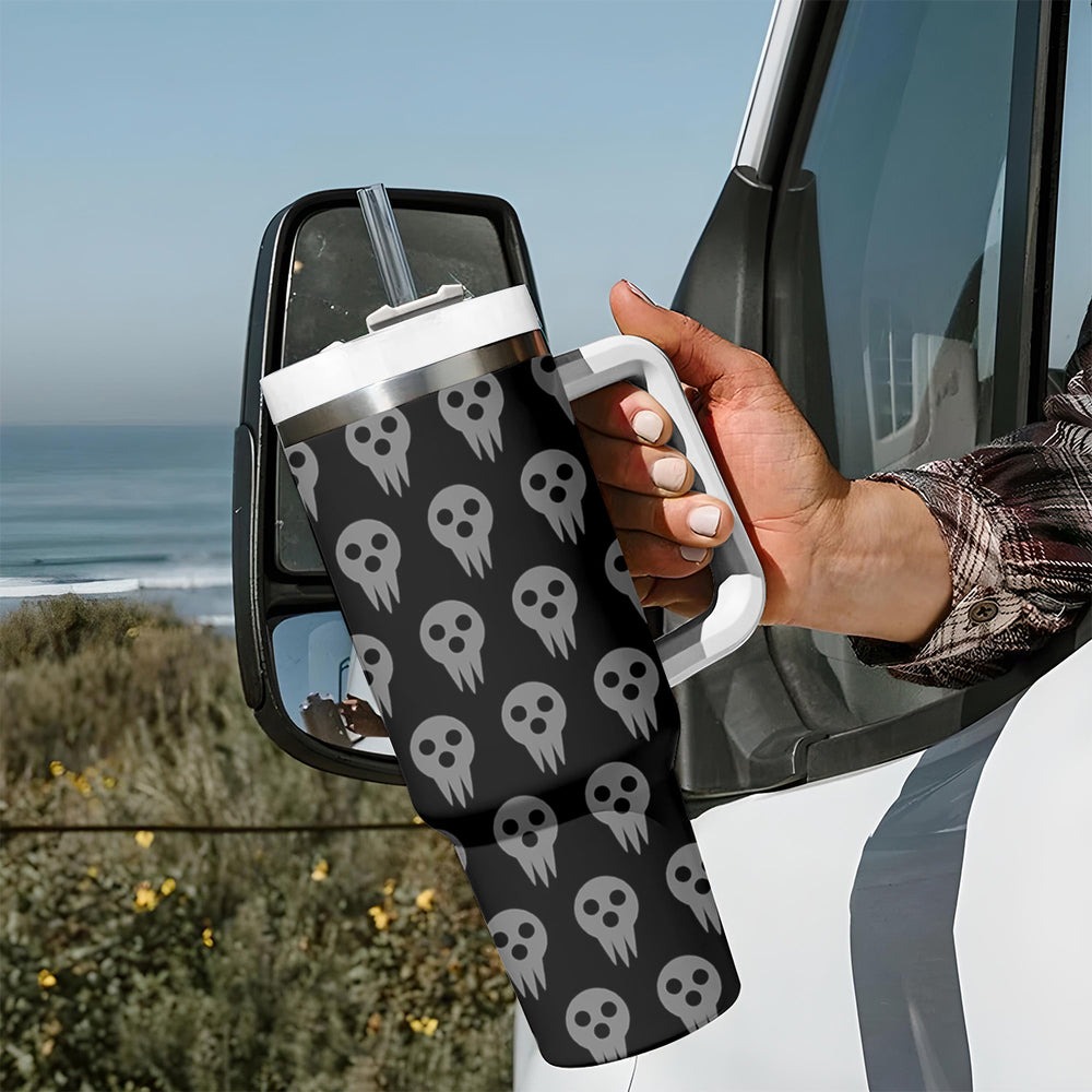 Evans Soul Eater Tumbler With Handle Anime Art Mix With Skull Pattern Style TS04 Evans Soul Eater Tumbler With Handle Anime Art Mix With Skull Pattern Style TS04