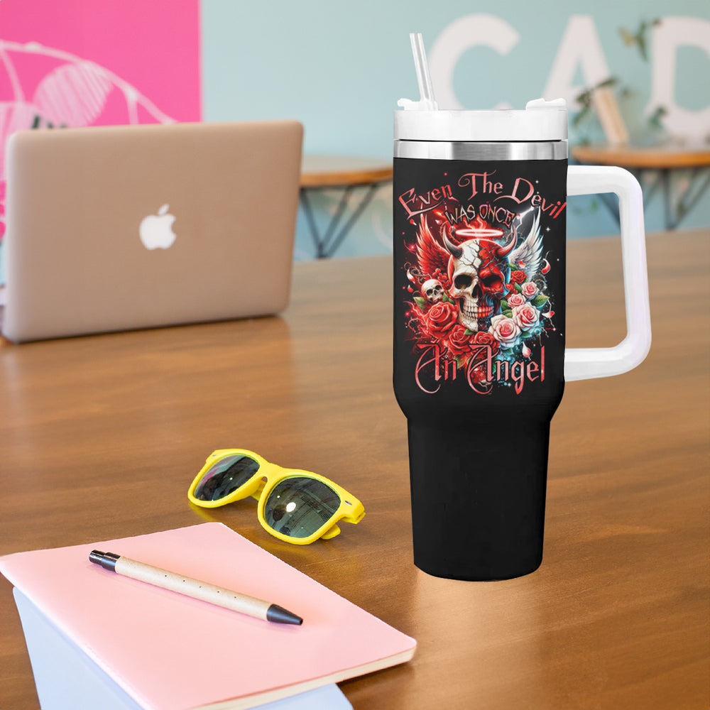 Evil Angel Skull Tumbler With Handle Even The Devil Was Once An Angel DT01 Evil Angel Skull Tumbler With Handle Even The Devil Was Once An Angel DT01