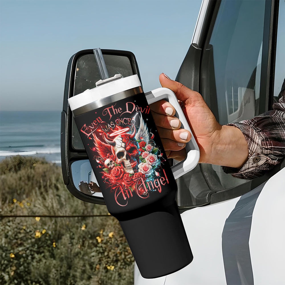 Evil Angel Skull Tumbler With Handle Even The Devil Was Once An Angel DT01 Evil Angel Skull Tumbler With Handle Even The Devil Was Once An Angel DT01