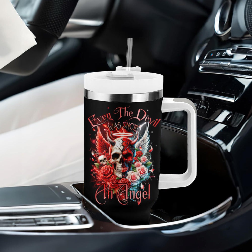 Evil Angel Skull Tumbler With Handle Even The Devil Was Once An Angel DT01 Evil Angel Skull Tumbler With Handle Even The Devil Was Once An Angel DT01