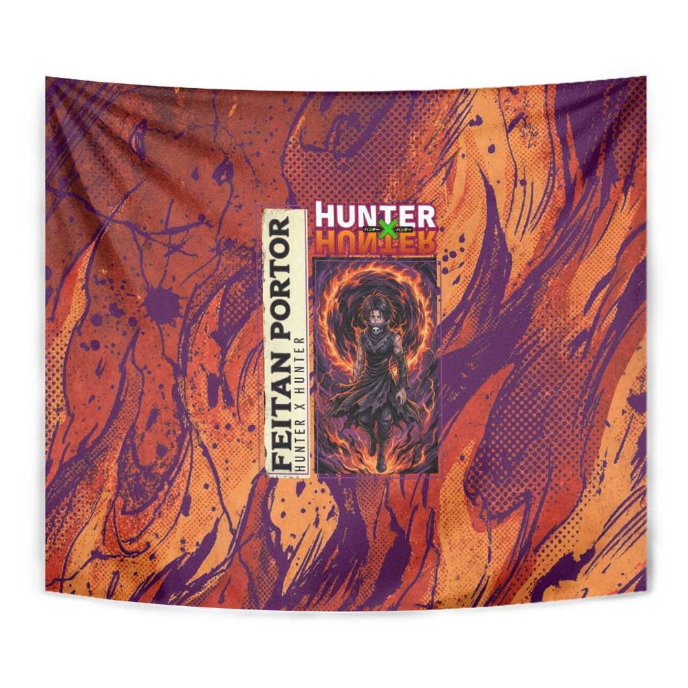 Feitan Portor Flame Aura Design Tumbler With Handle with Sword Stance and Intense Anime Artwork TS04