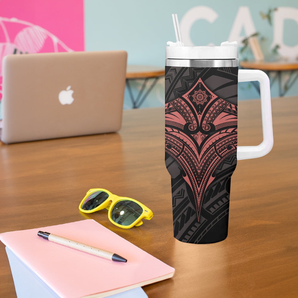 Feminine Polynesian Tumbler With Handle Mandala Tattoo Style TS04 Feminine Polynesian Tumbler With Handle Mandala Tattoo Style TS04