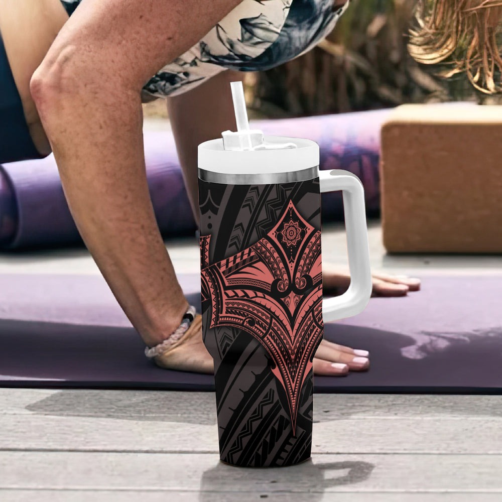 Feminine Polynesian Tumbler With Handle Mandala Tattoo Style TS04 Feminine Polynesian Tumbler With Handle Mandala Tattoo Style TS04