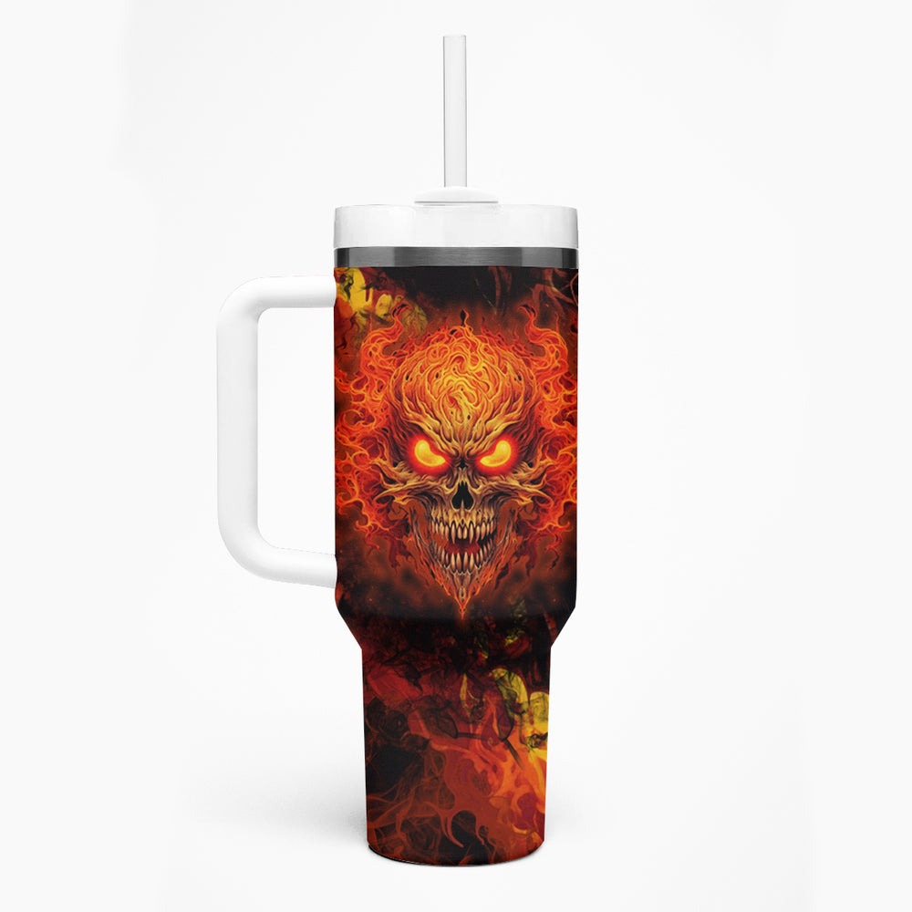 Fire Skull Tumbler With Handle Dead Fire Skeleton Scream DT01 Fire Skull Tumbler With Handle Dead Fire Skeleton Scream DT01