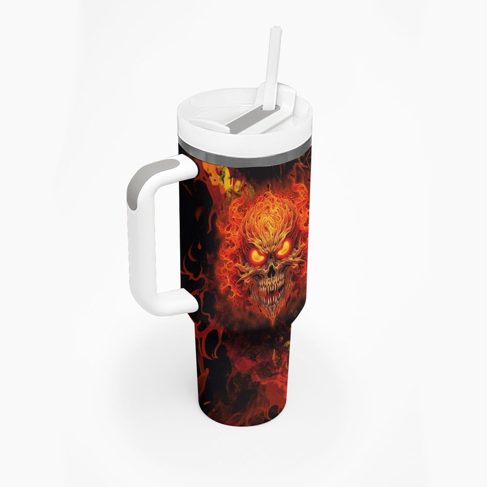 Fire Skull Tumbler With Handle Dead Fire Skeleton Scream DT01 Fire Skull Tumbler With Handle Dead Fire Skeleton Scream DT01