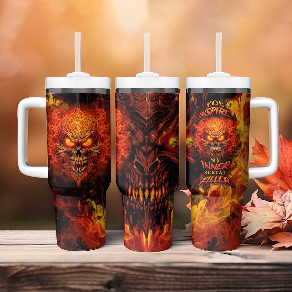 Fire Skull Tumbler With Handle Dead Fire Skeleton Scream DT01 Fire Skull Tumbler With Handle Dead Fire Skeleton Scream DT01