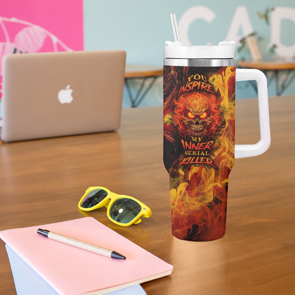 Fire Skull Tumbler With Handle Dead Fire Skeleton Scream DT01 Fire Skull Tumbler With Handle Dead Fire Skeleton Scream DT01