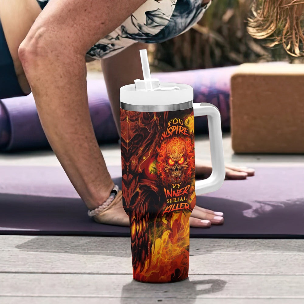 Fire Skull Tumbler With Handle Dead Fire Skeleton Scream DT01 Fire Skull Tumbler With Handle Dead Fire Skeleton Scream DT01