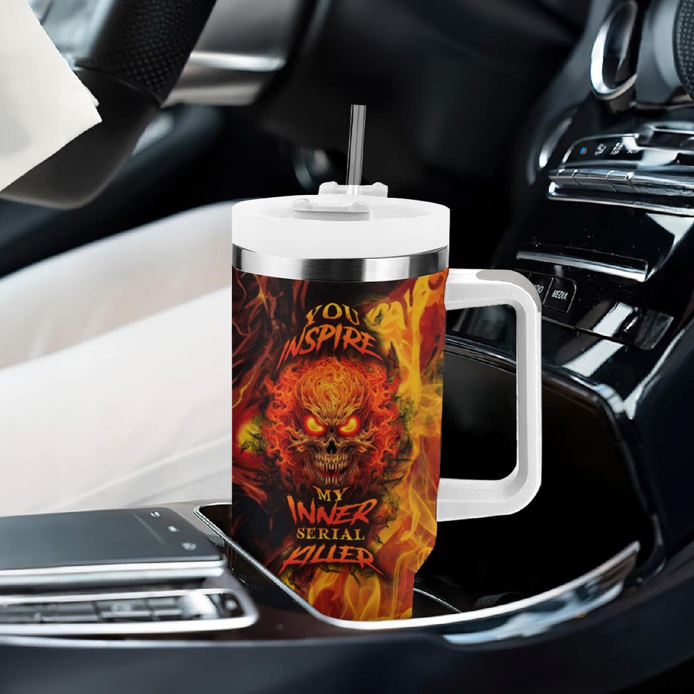 Fire Skull Tumbler With Handle Dead Fire Skeleton Scream DT01 Fire Skull Tumbler With Handle Dead Fire Skeleton Scream DT01