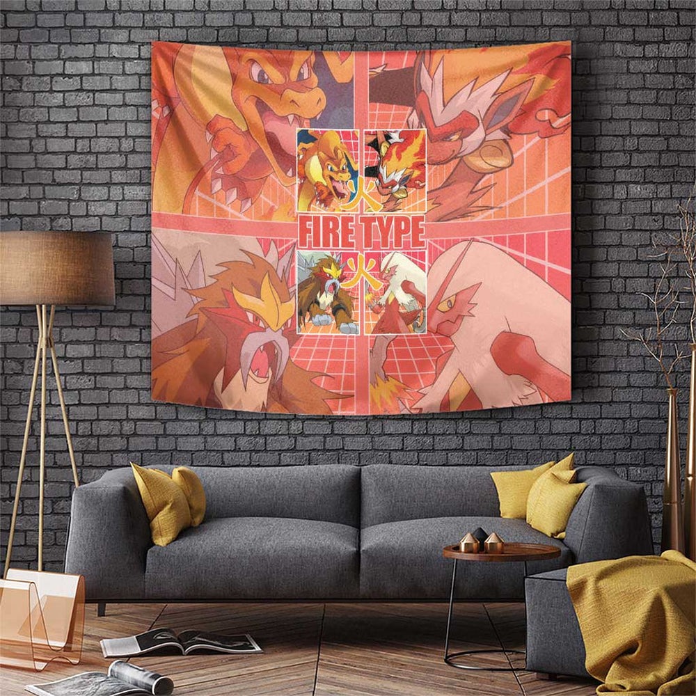 Fire Type Poke Tapestry Japan Anime Style TS04 Fire Type Poke Tapestry Japan Anime Style TS04