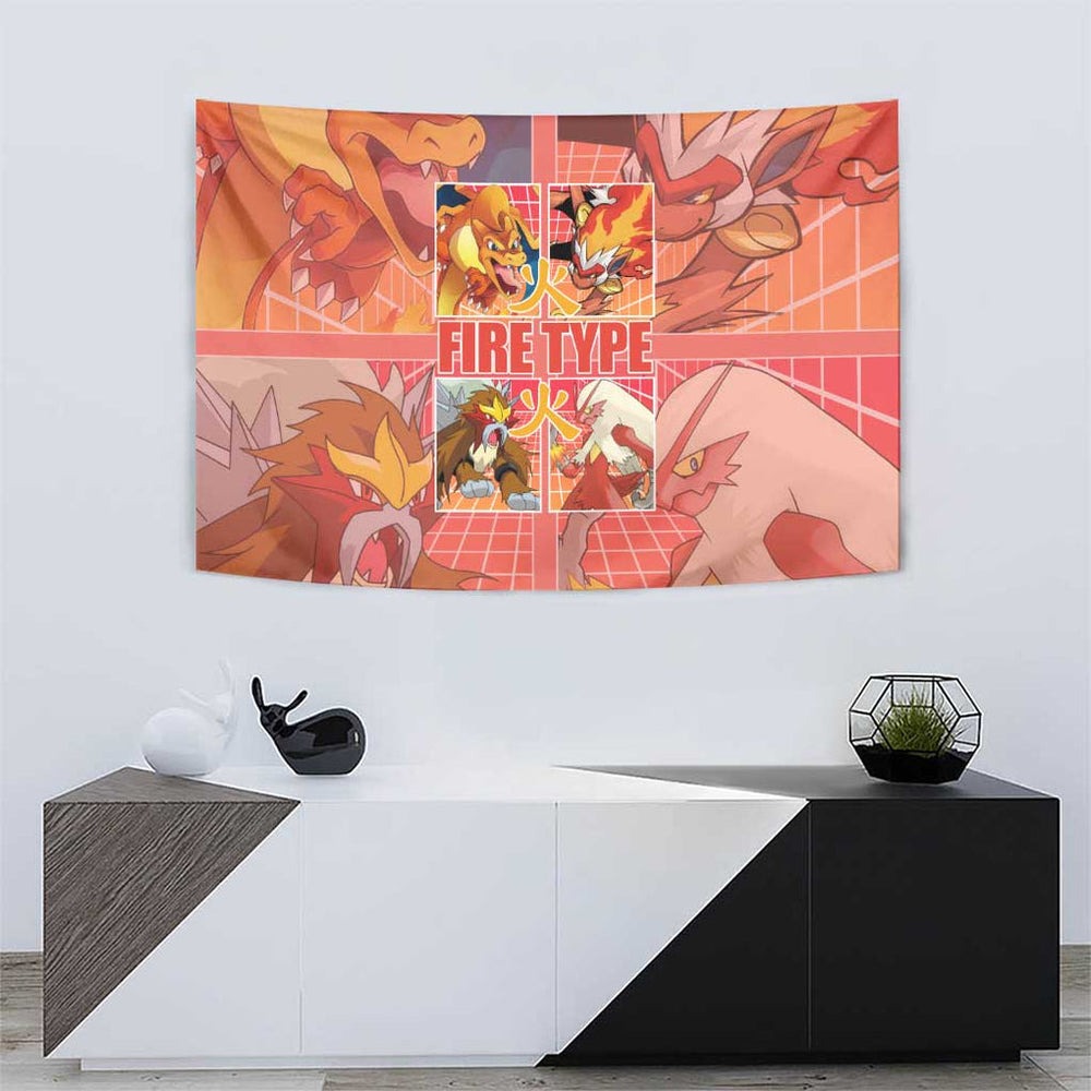 Fire Type Poke Tapestry Japan Anime Style TS04 Fire Type Poke Tapestry Japan Anime Style TS04