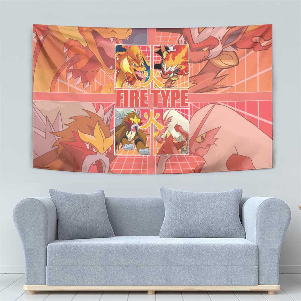 Fire Type Poke Tapestry Japan Anime Style TS04 Fire Type Poke Tapestry Japan Anime Style TS04