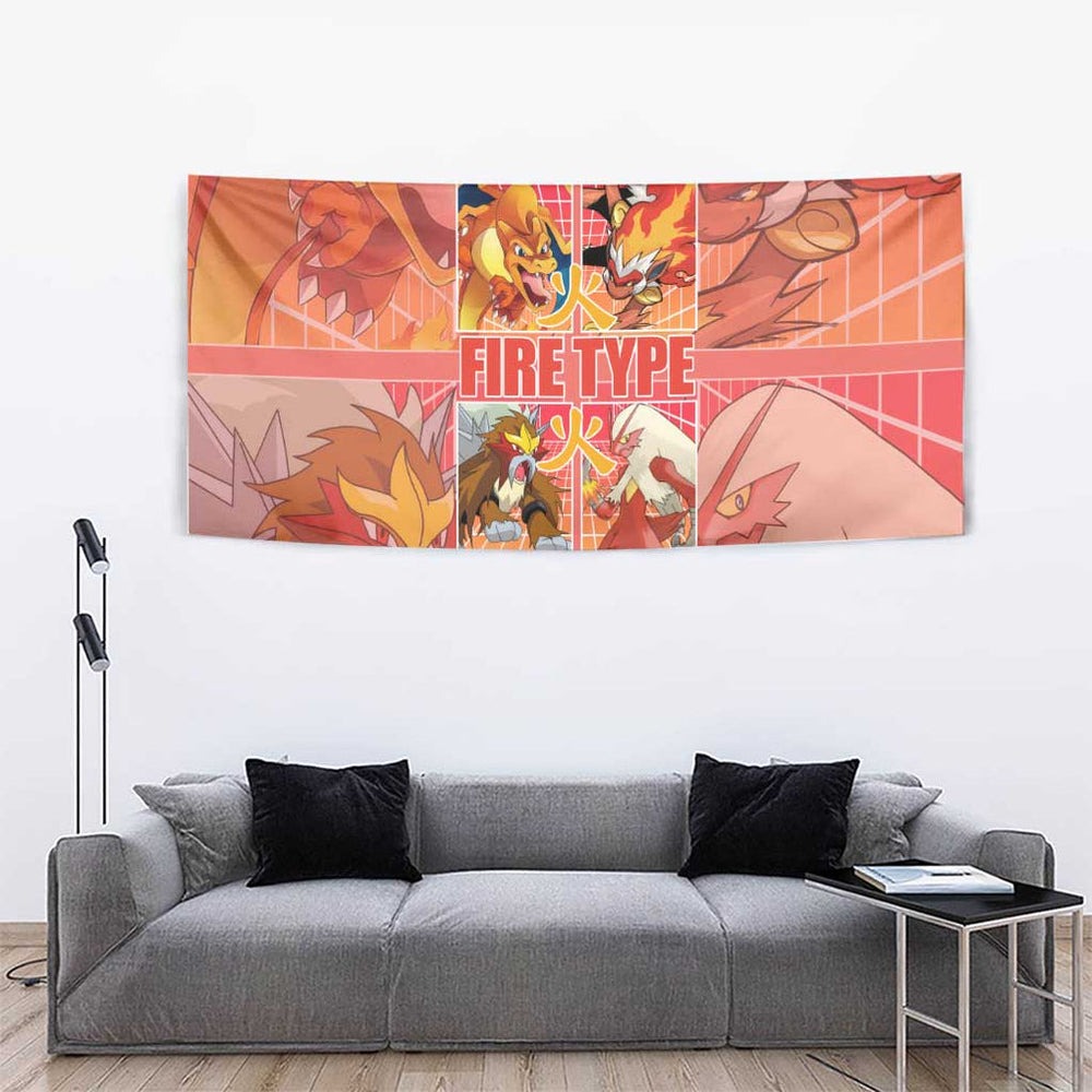 Fire Type Poke Tapestry Japan Anime Style TS04 Fire Type Poke Tapestry Japan Anime Style TS04