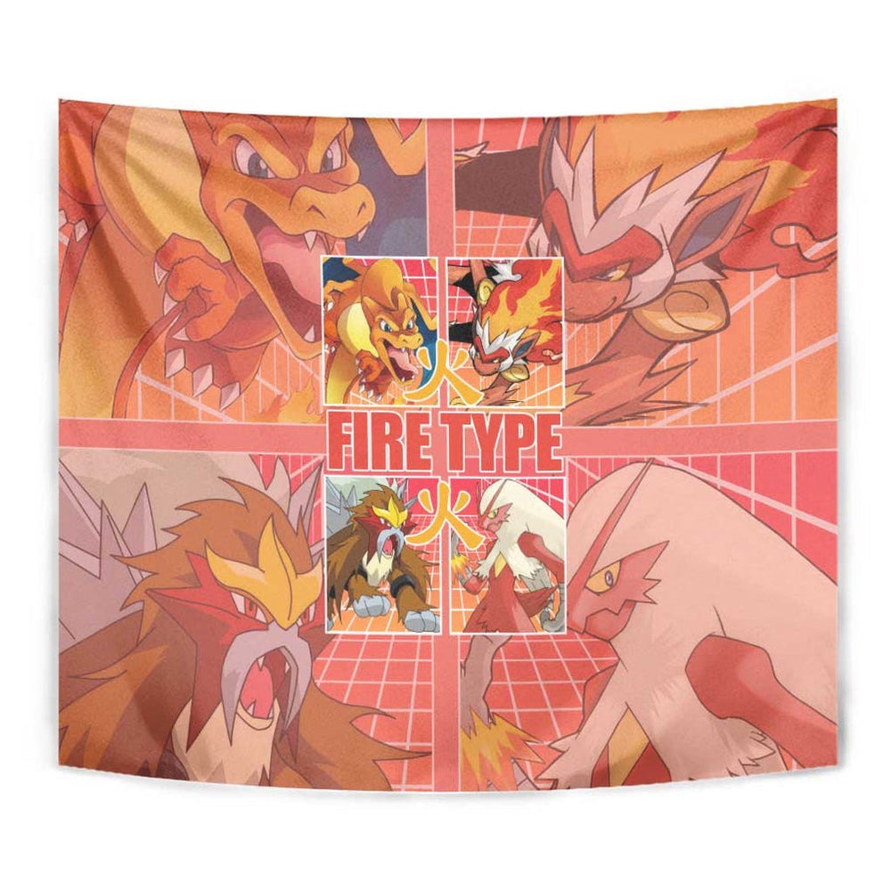 Fire Type Poke Tapestry Japan Anime Style TS04 Fire Type Poke Tapestry Japan Anime Style TS04