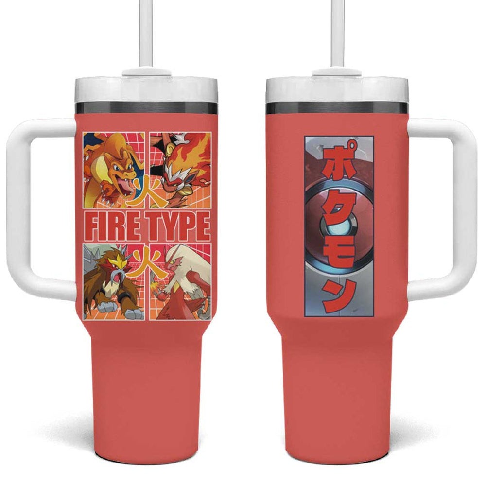 Fire Type Poke Tumbler With Handle Japan Anime Style TS04 Fire Type Poke Tumbler With Handle Japan Anime Style TS04