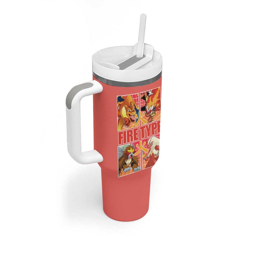 Fire Type Poke Tumbler With Handle Japan Anime Style TS04 Fire Type Poke Tumbler With Handle Japan Anime Style TS04