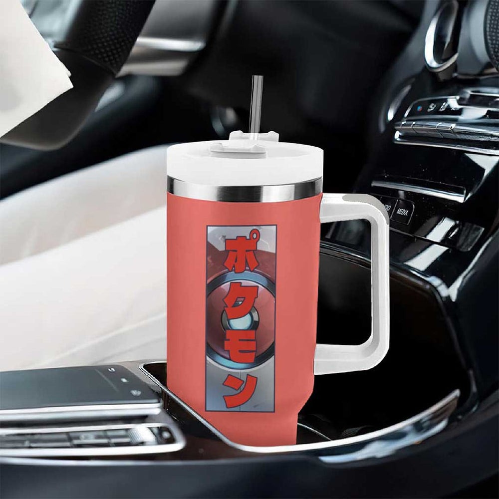 Fire Type Poke Tumbler With Handle Japan Anime Style TS04 Fire Type Poke Tumbler With Handle Japan Anime Style TS04