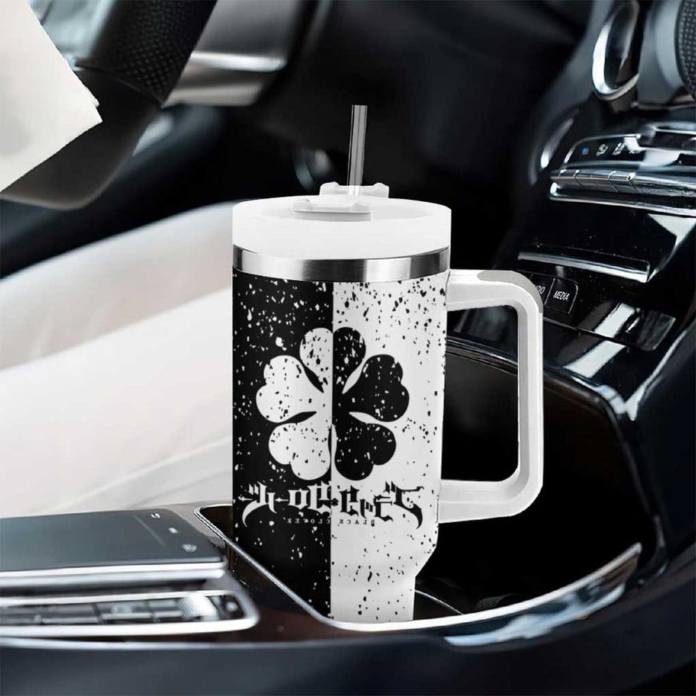 Five Leaf Clover Black Clover Tumbler With Handle Anime Grunge Style TS04 Five Leaf Clover Black Clover Tumbler With Handle Anime Grunge Style TS04