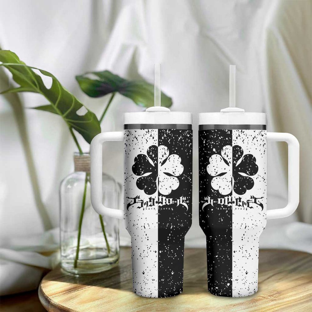 Five Leaf Clover Black Clover Tumbler With Handle Anime Grunge Style TS04 Five Leaf Clover Black Clover Tumbler With Handle Anime Grunge Style TS04