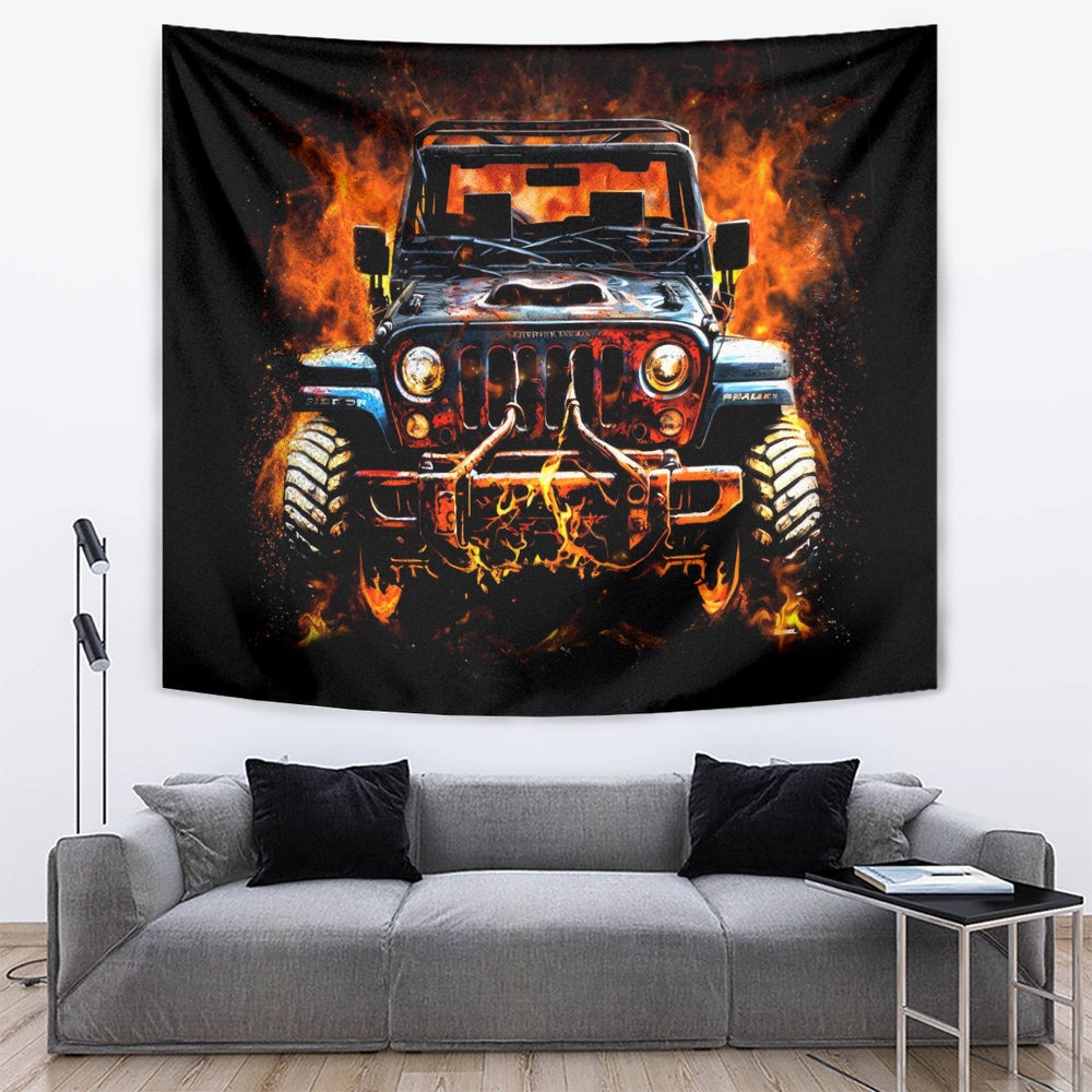 Flame Jeep Tapestry I'm The Black Jeep Of The Family DT01