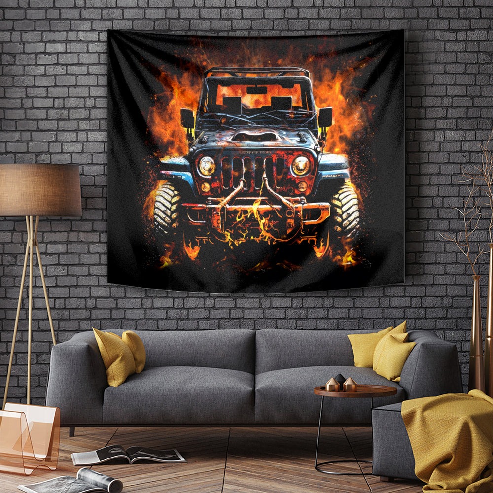 Flame Jeep Tapestry I'm The Black Jeep Of The Family DT01
