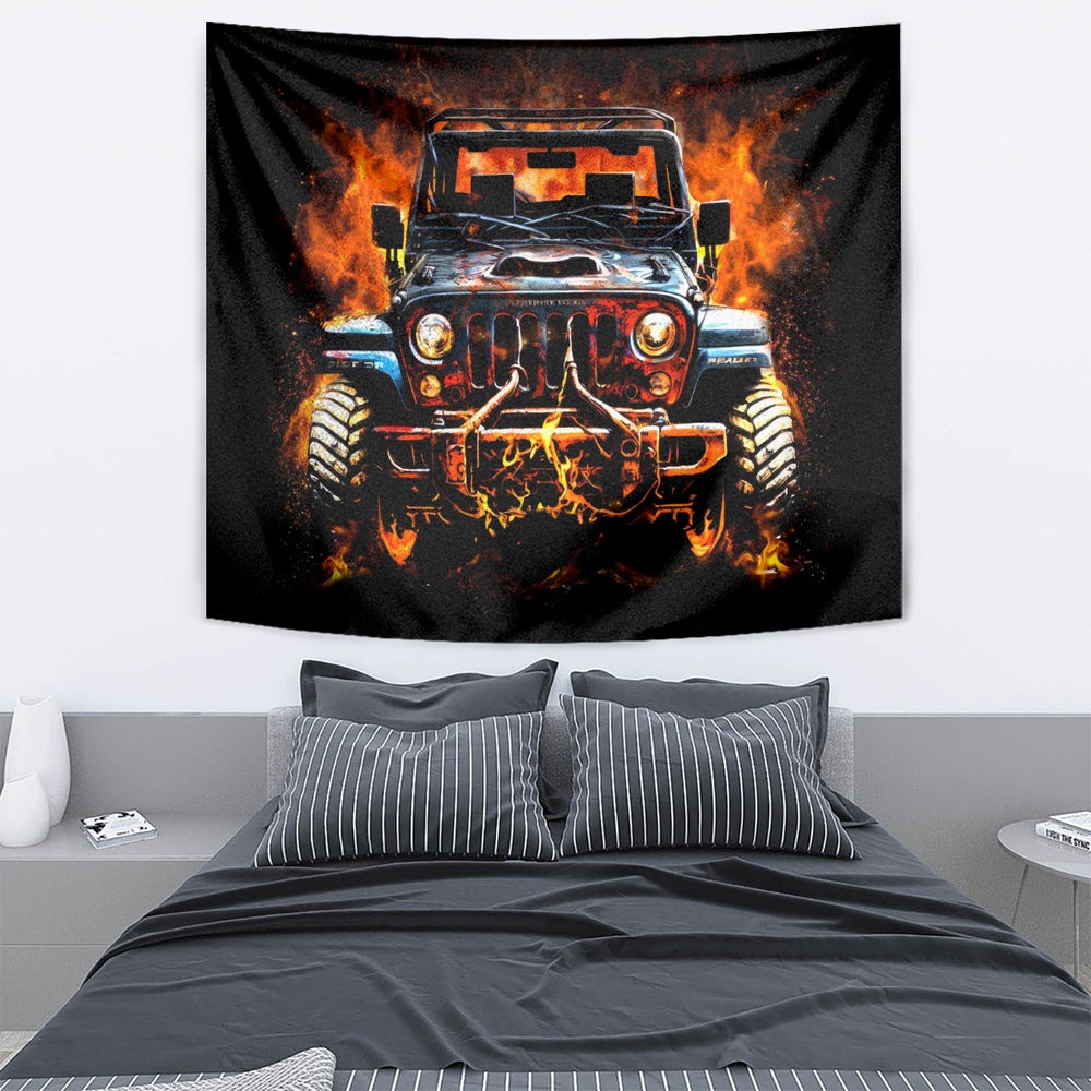 Flame Jeep Tapestry I'm The Black Jeep Of The Family DT01