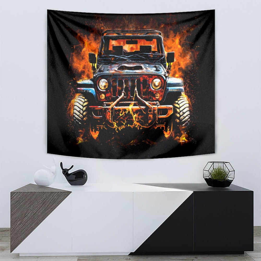 Flame Jeep Tapestry I'm The Black Jeep Of The Family DT01