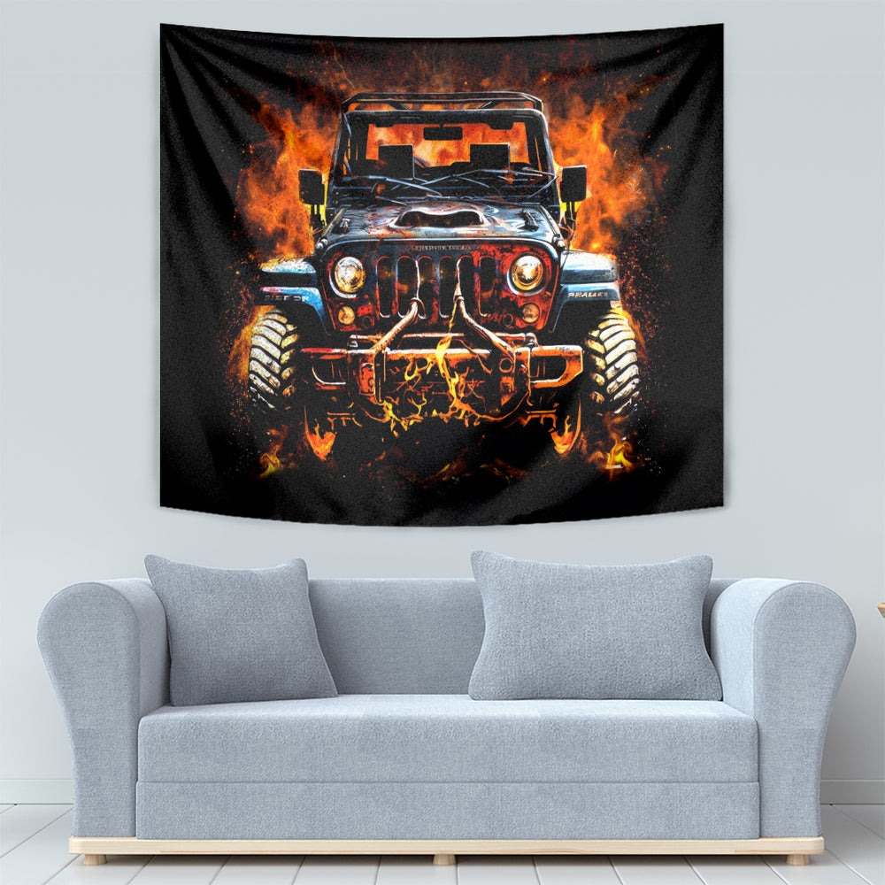 Flame Jeep Tapestry I'm The Black Jeep Of The Family DT01