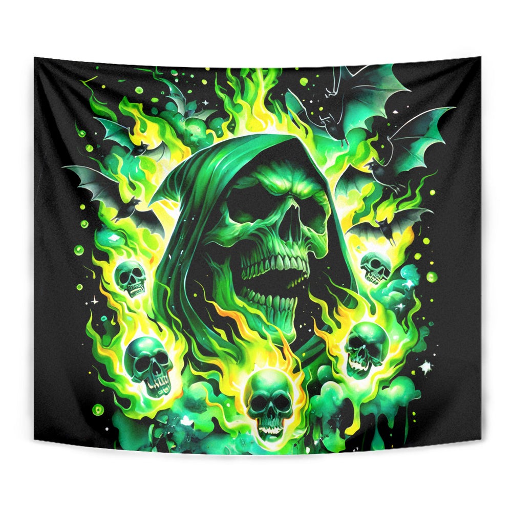 Flame Skull Tapestry Heaven Don't Want Me Hell Afraid I Take Over DT01 Flame Skull Tapestry Heaven Don't Want Me Hell Afraid I Take Over DT01