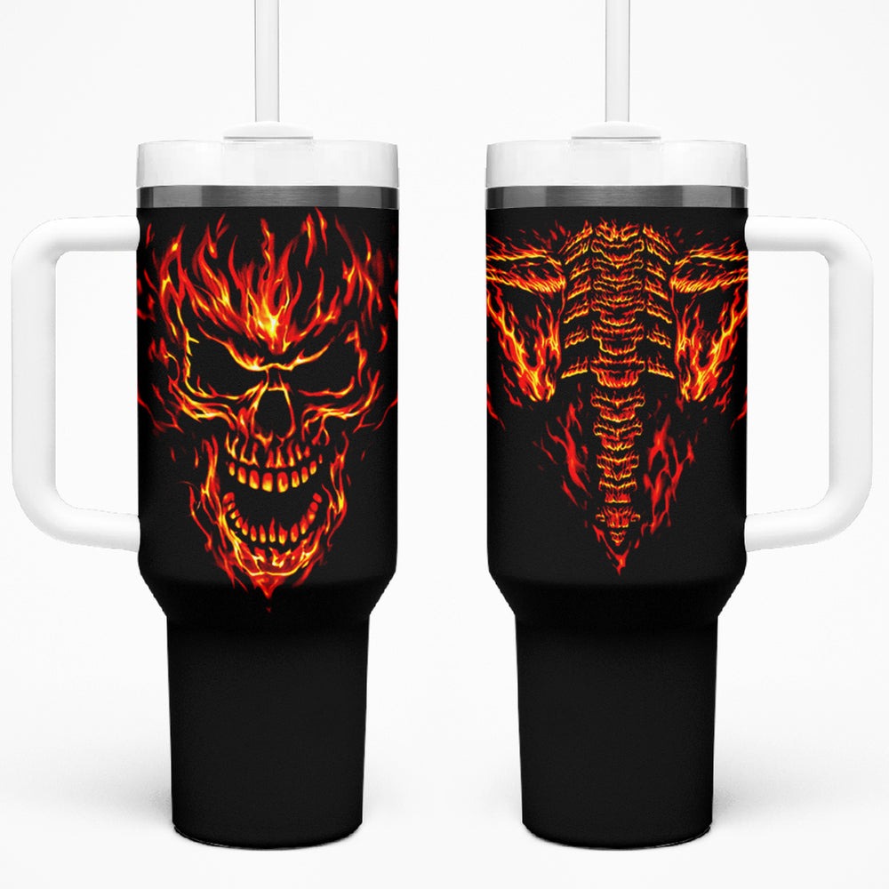 Flame Skull Tumbler With Handle Flame Skeleton Inside My Body DT01 Flame Skull Tumbler With Handle Flame Skeleton Inside My Body DT01