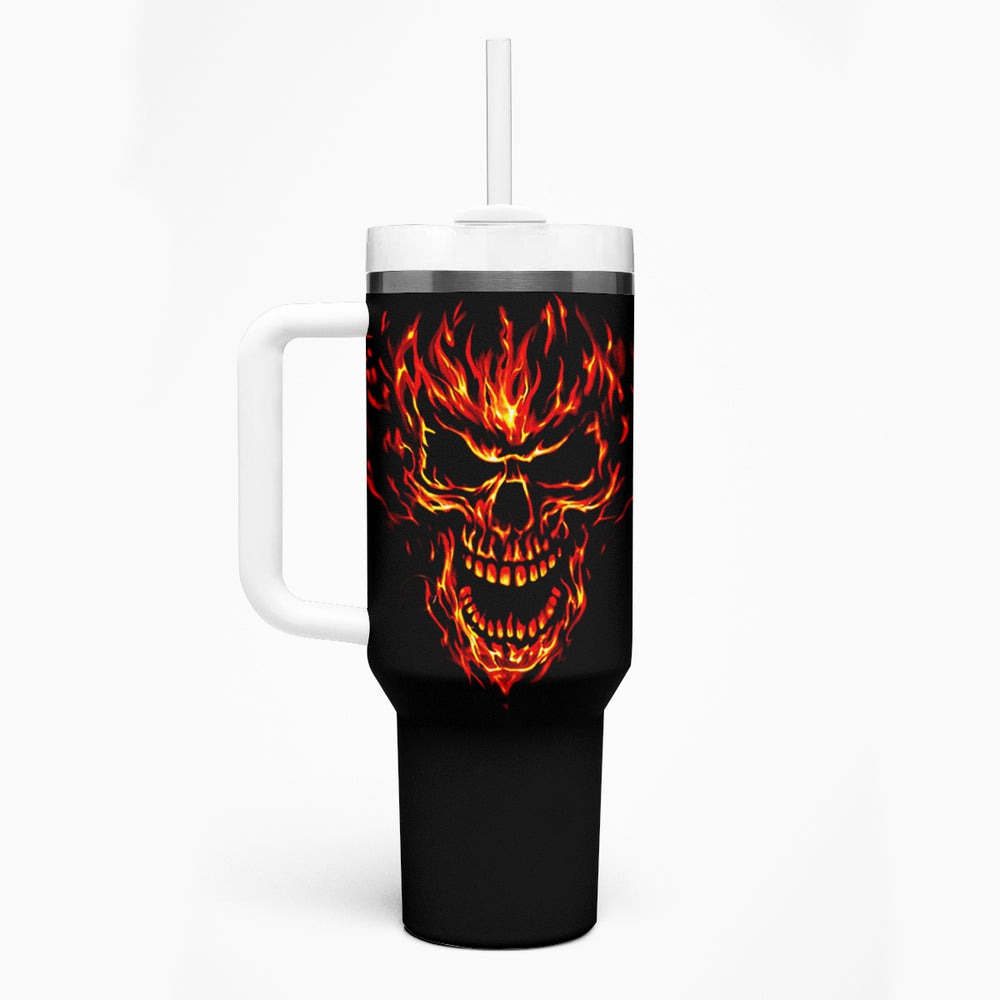 Flame Skull Tumbler With Handle Flame Skeleton Inside My Body DT01 Flame Skull Tumbler With Handle Flame Skeleton Inside My Body DT01