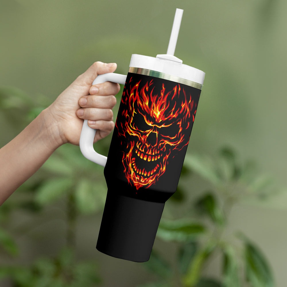 Flame Skull Tumbler With Handle Flame Skeleton Inside My Body DT01 Flame Skull Tumbler With Handle Flame Skeleton Inside My Body DT01