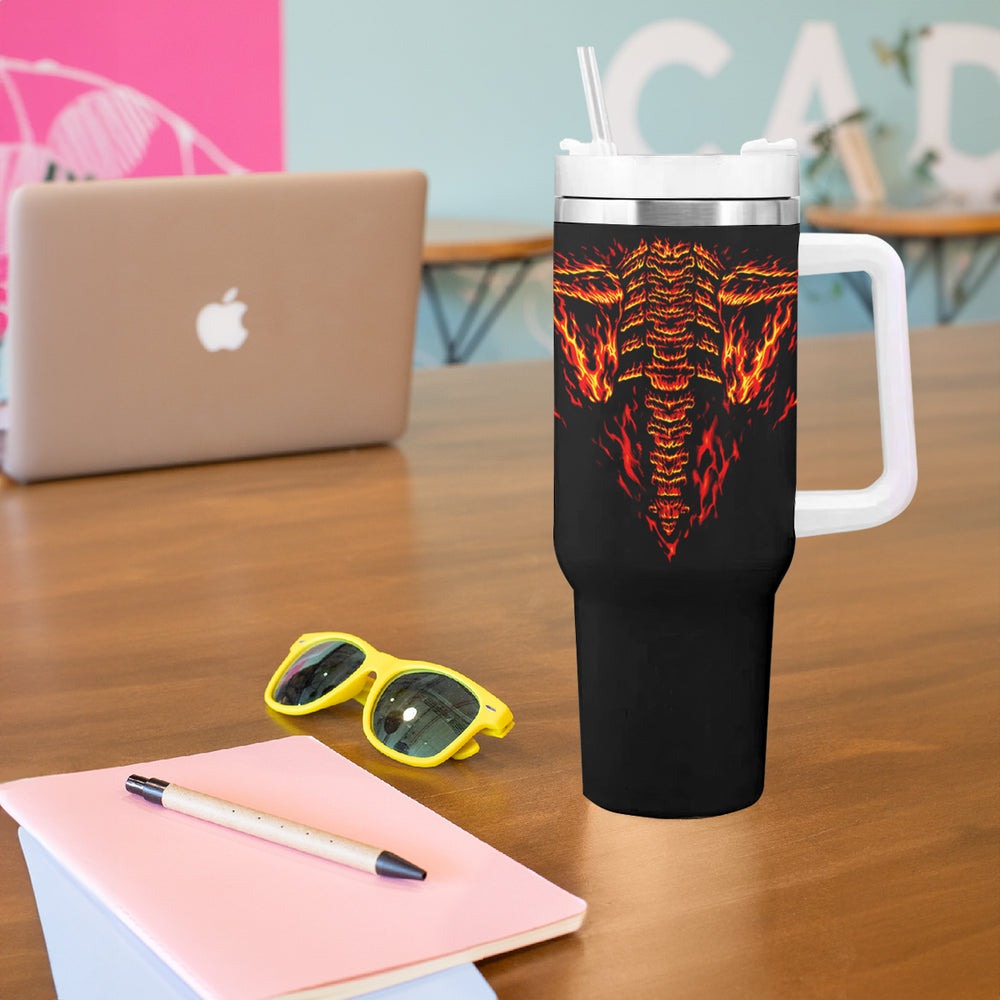 Flame Skull Tumbler With Handle Flame Skeleton Inside My Body DT01 Flame Skull Tumbler With Handle Flame Skeleton Inside My Body DT01