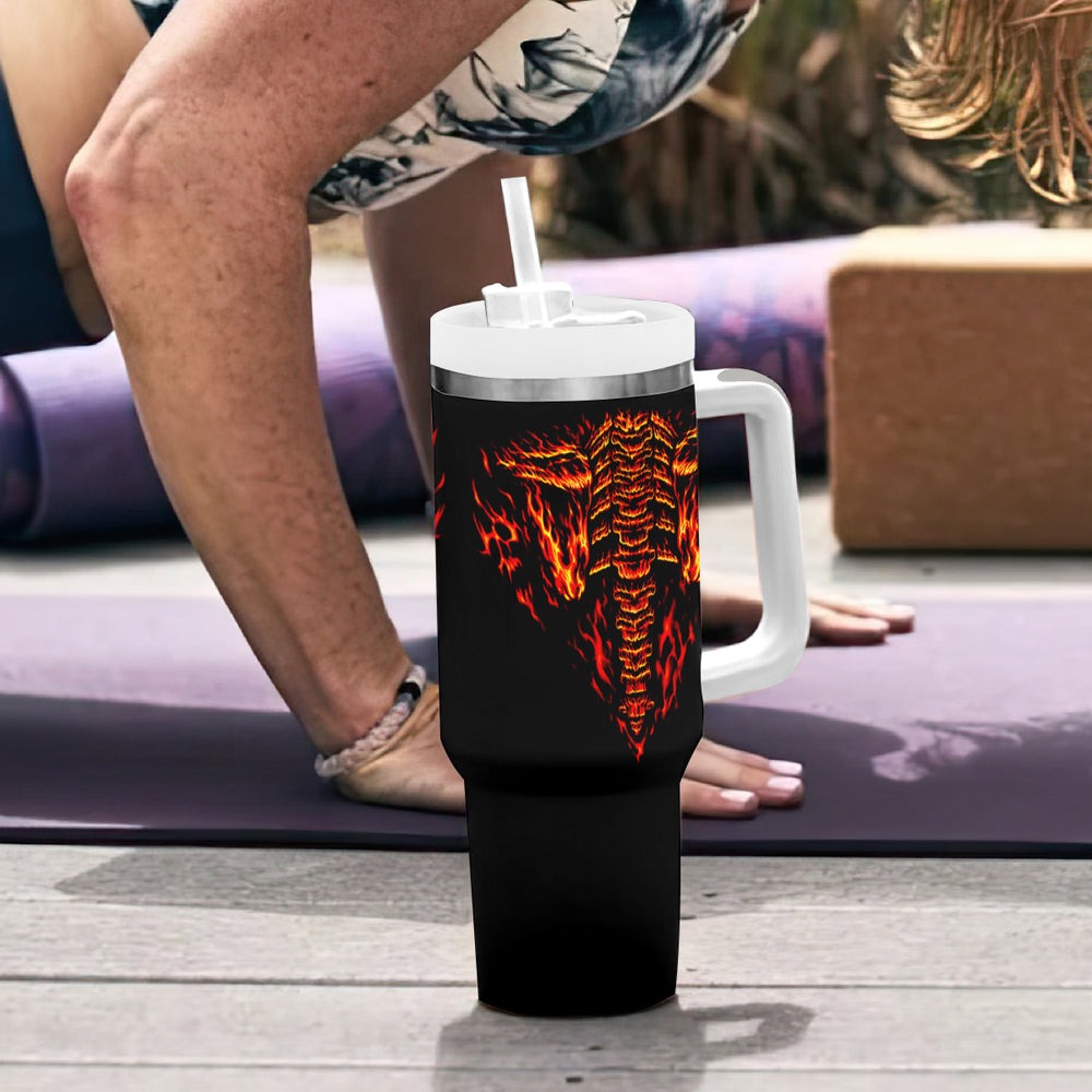 Flame Skull Tumbler With Handle Flame Skeleton Inside My Body DT01 Flame Skull Tumbler With Handle Flame Skeleton Inside My Body DT01