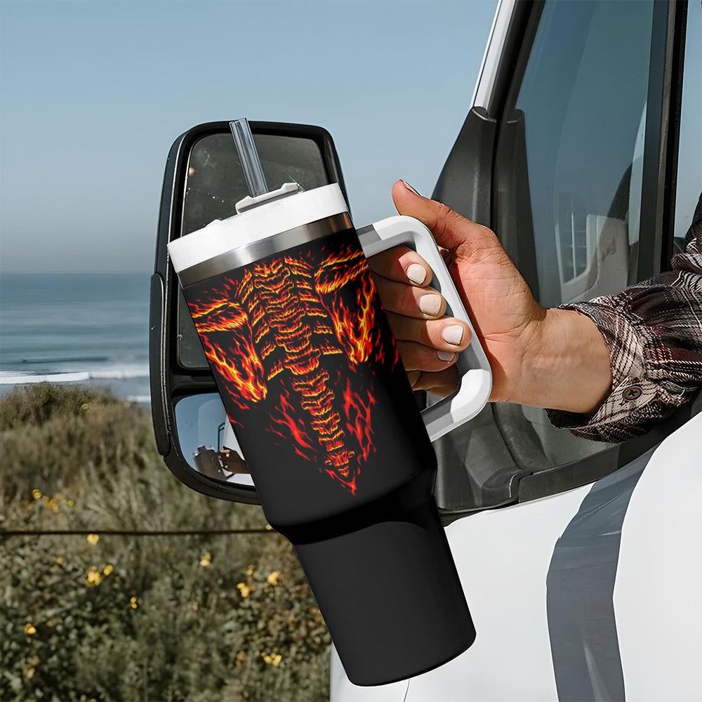 Flame Skull Tumbler With Handle Flame Skeleton Inside My Body DT01 Flame Skull Tumbler With Handle Flame Skeleton Inside My Body DT01