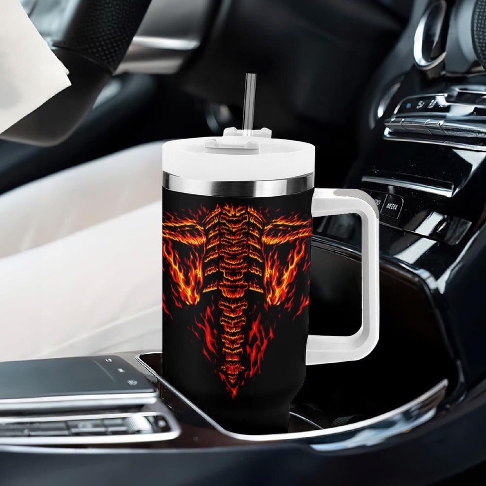 Flame Skull Tumbler With Handle Flame Skeleton Inside My Body DT01 Flame Skull Tumbler With Handle Flame Skeleton Inside My Body DT01