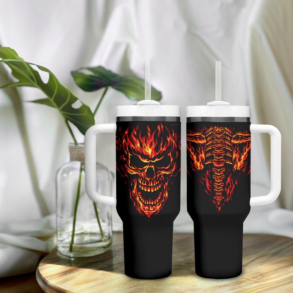 Flame Skull Tumbler With Handle Flame Skeleton Inside My Body DT01 Flame Skull Tumbler With Handle Flame Skeleton Inside My Body DT01