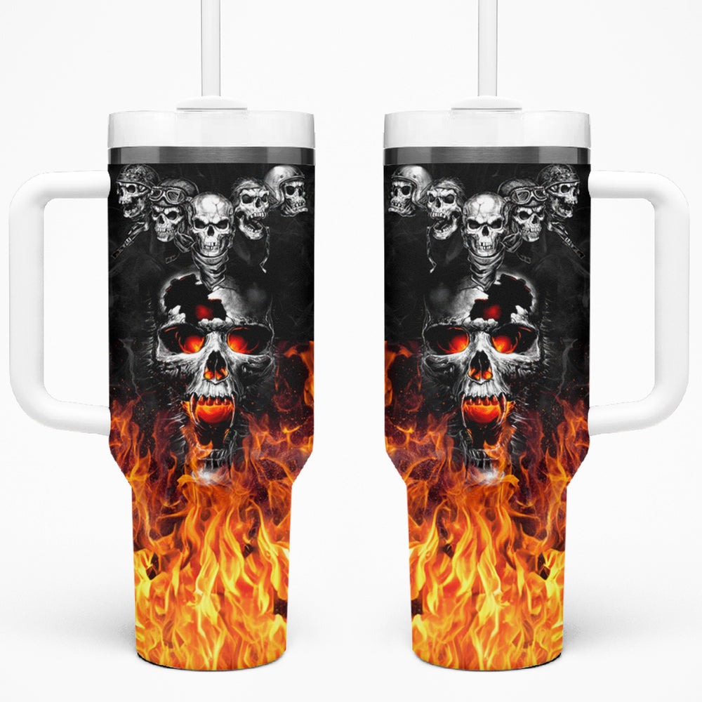 Flaming Skull Hoodie Tumbler With Handle Spectral Pyre DT01 Flaming Skull Hoodie Tumbler With Handle Spectral Pyre DT01