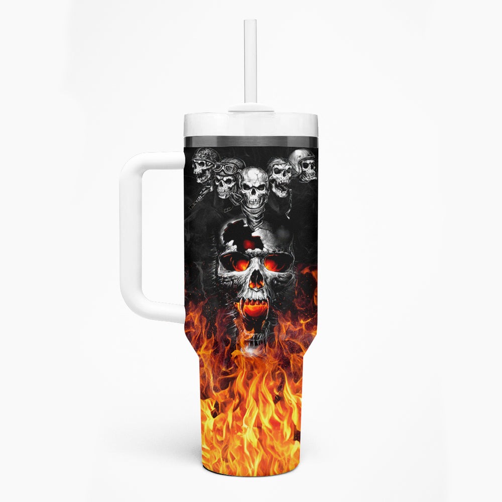 Flaming Skull Hoodie Tumbler With Handle Spectral Pyre DT01 Flaming Skull Hoodie Tumbler With Handle Spectral Pyre DT01