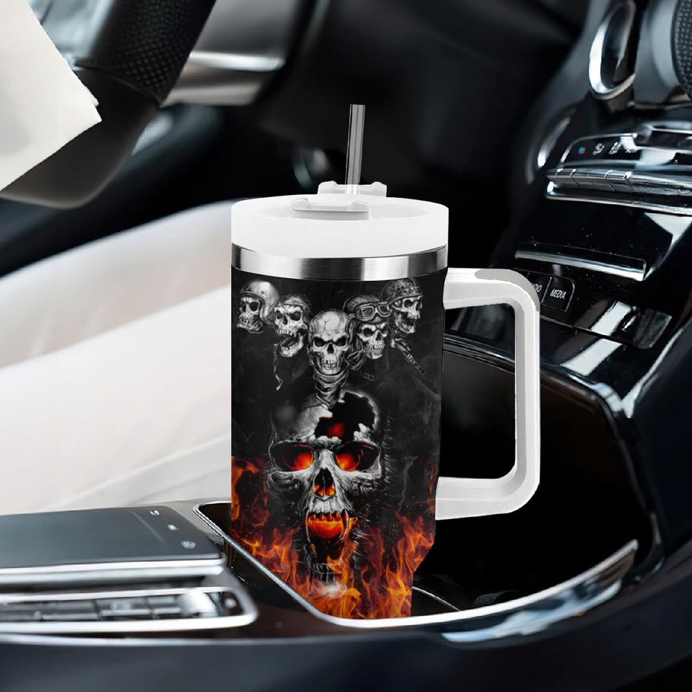 Flaming Skull Hoodie Tumbler With Handle Spectral Pyre DT01 Flaming Skull Hoodie Tumbler With Handle Spectral Pyre DT01