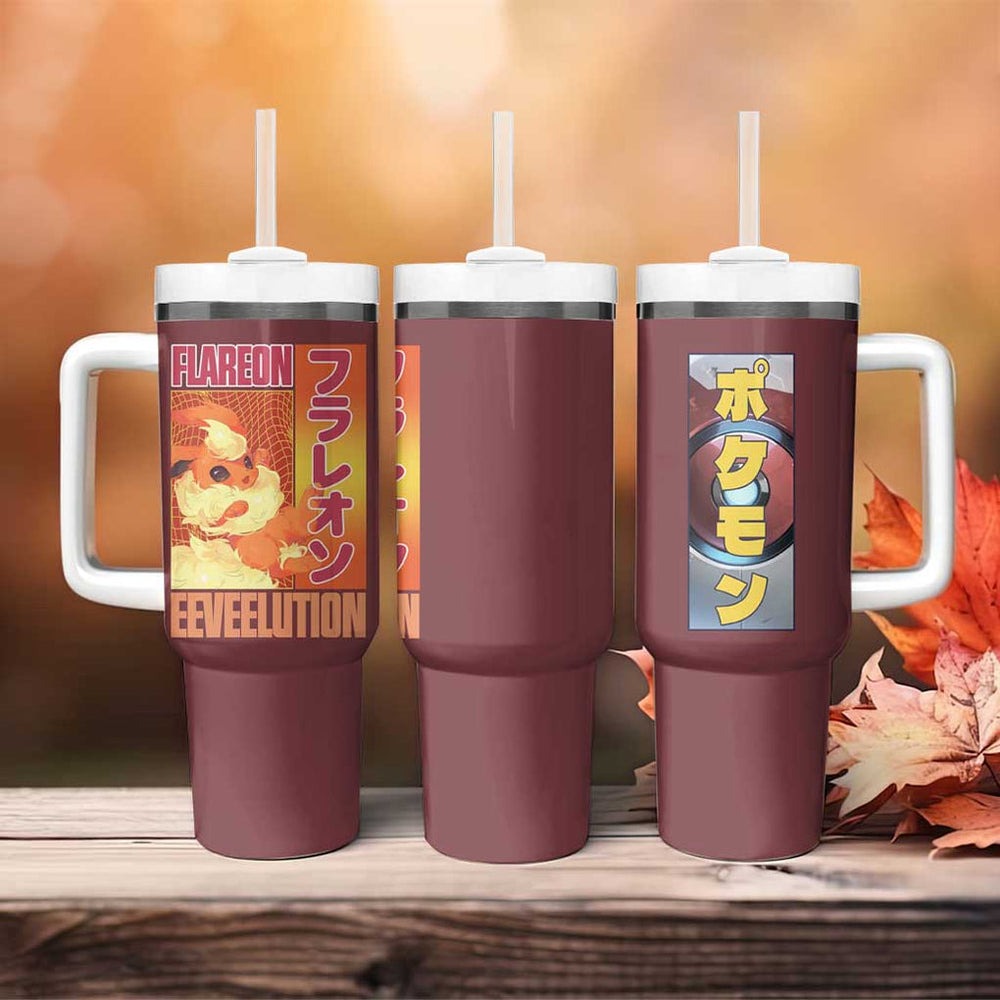 Flareon Poke Tumbler With Handle Anime Style TS04 Flareon Poke Tumbler With Handle Anime Style TS04